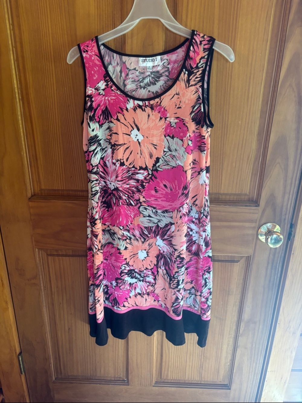 Studio I Pink and Coral Floral Sleeveless Dress
